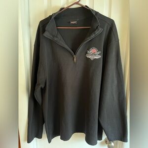 Harley Davidson Las Vegas Cafe Black 1/4 Zip Embroidered Cotton Blend XXL USA!